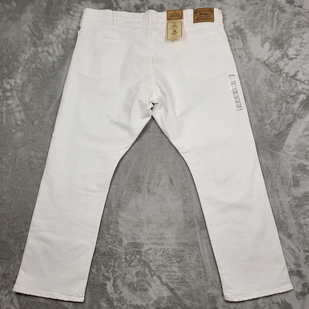 Polo Ralph Lauren The Hampton Relaxed Straight White Stretch Jeans Men's 42x30 - Picture 6 of 13